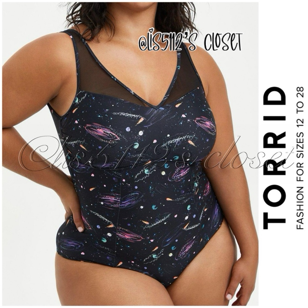 Torrid Galaxy V-Neck Active Swim One Piece Swimsuit 1X 14 16
